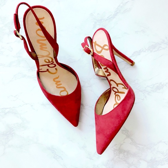 Sam Edelman Shoes - Sam Edelman Dora Red Suede Slingback Heel 7.5 EUC